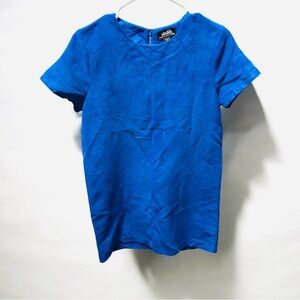 Vibrant Blue Short Sleeve Suede Mini Dress